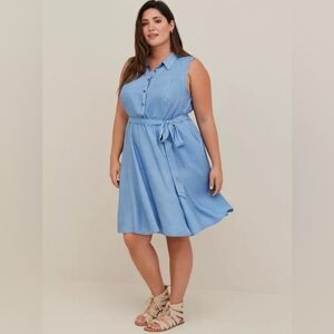 Torrid NWT 5x Collared Shirt Dress - Chambray Blue